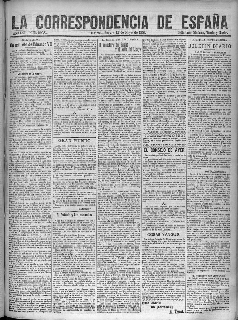 Miniatura de La Correspondencia de España del 12 de mayo de 1910