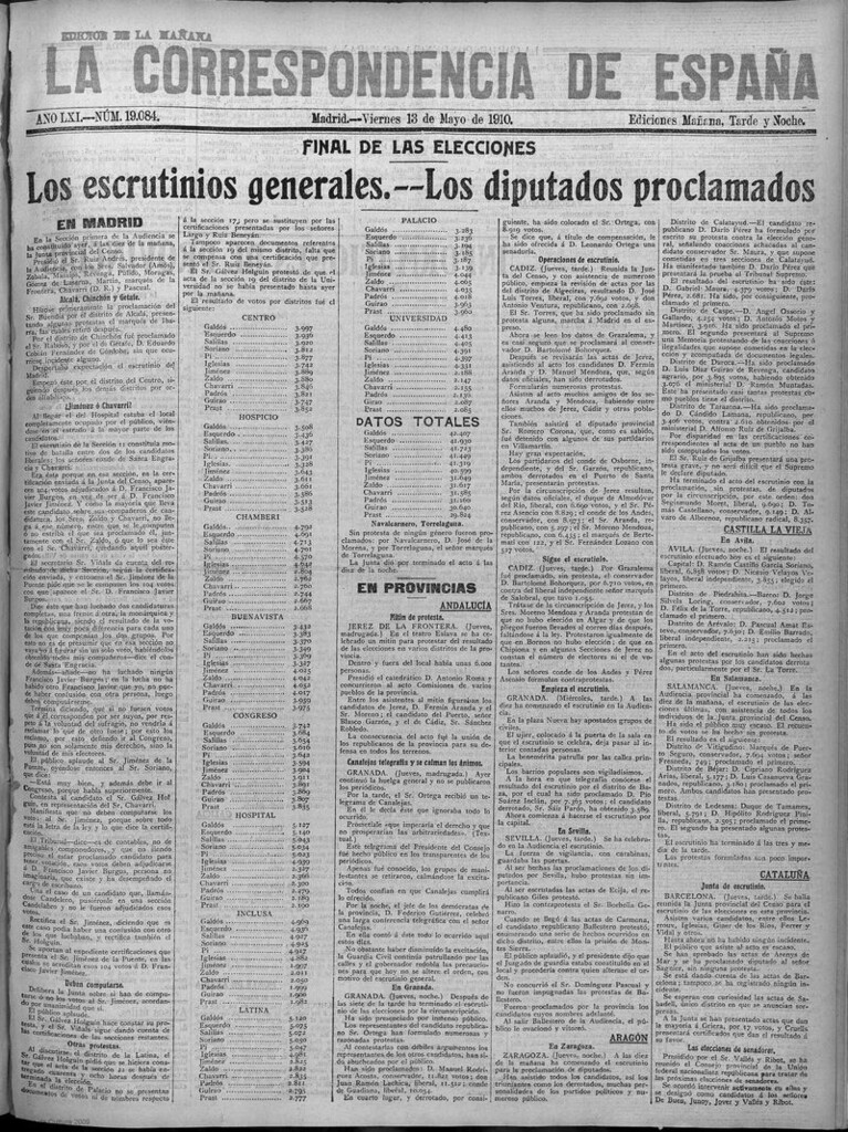 Miniatura de La Correspondencia de España del 13 de mayo de 1910 (edición de la mañana)