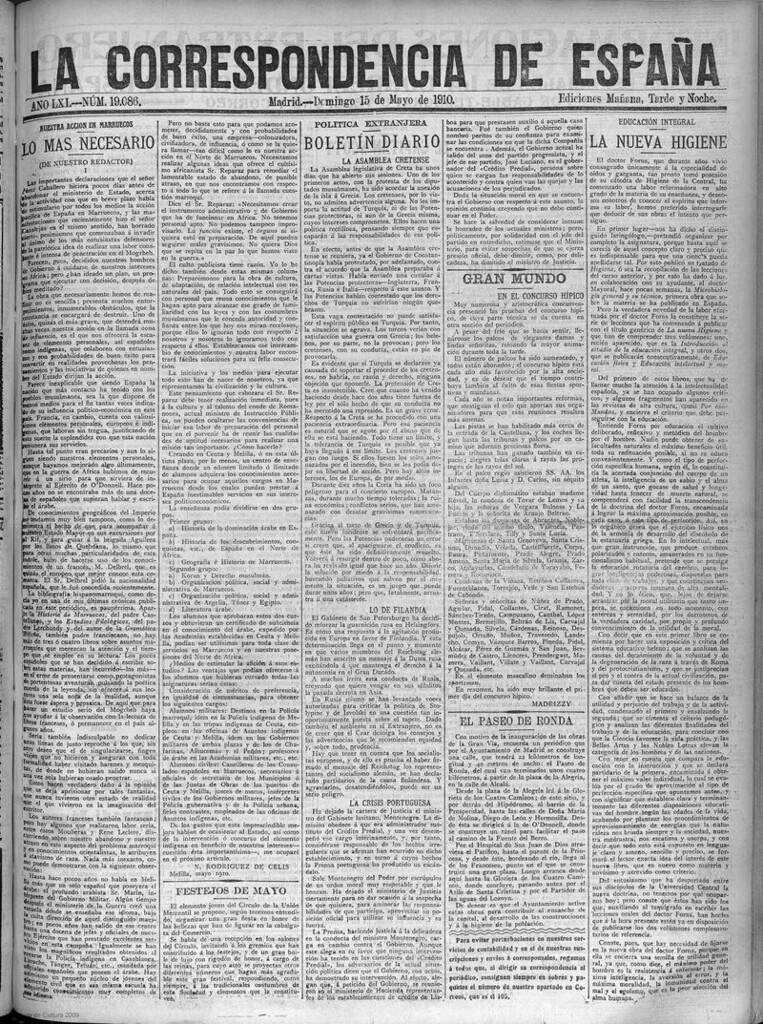 Miniatura de La Correspondencia de España del 15 de mayo de 1910