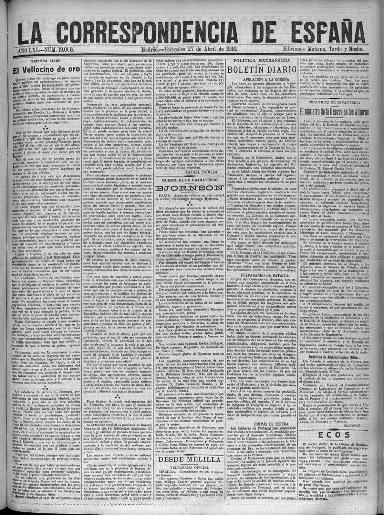 Miniatura de La Correspondencia de España del 27 de abril de 1910