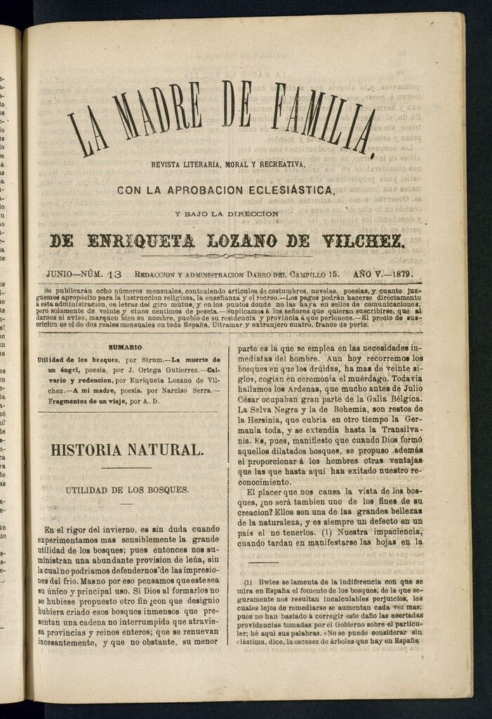 Miniatura de Madre de Familia : revista semanal de junio de 1879, nº 13