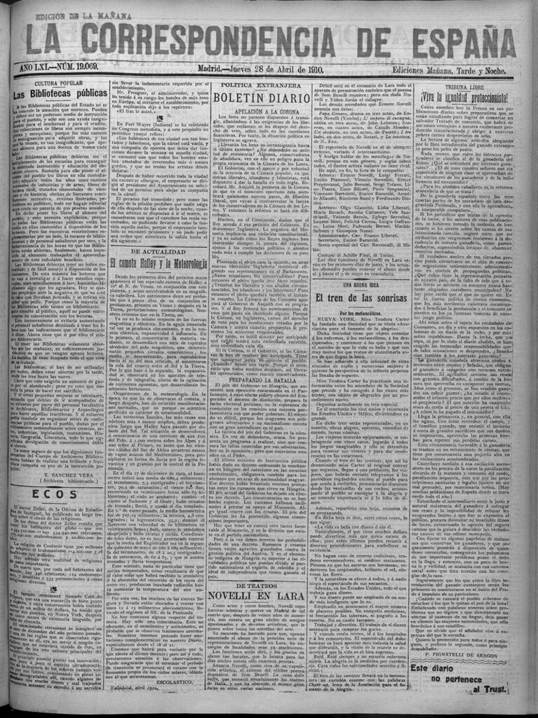 Miniatura de La Correspondencia de España del 28 de abril de 1910 (edición de la mañana)