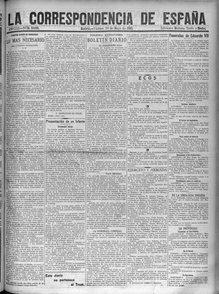 Miniatura de La Correspondencia de España del 20 de mayo de 1910