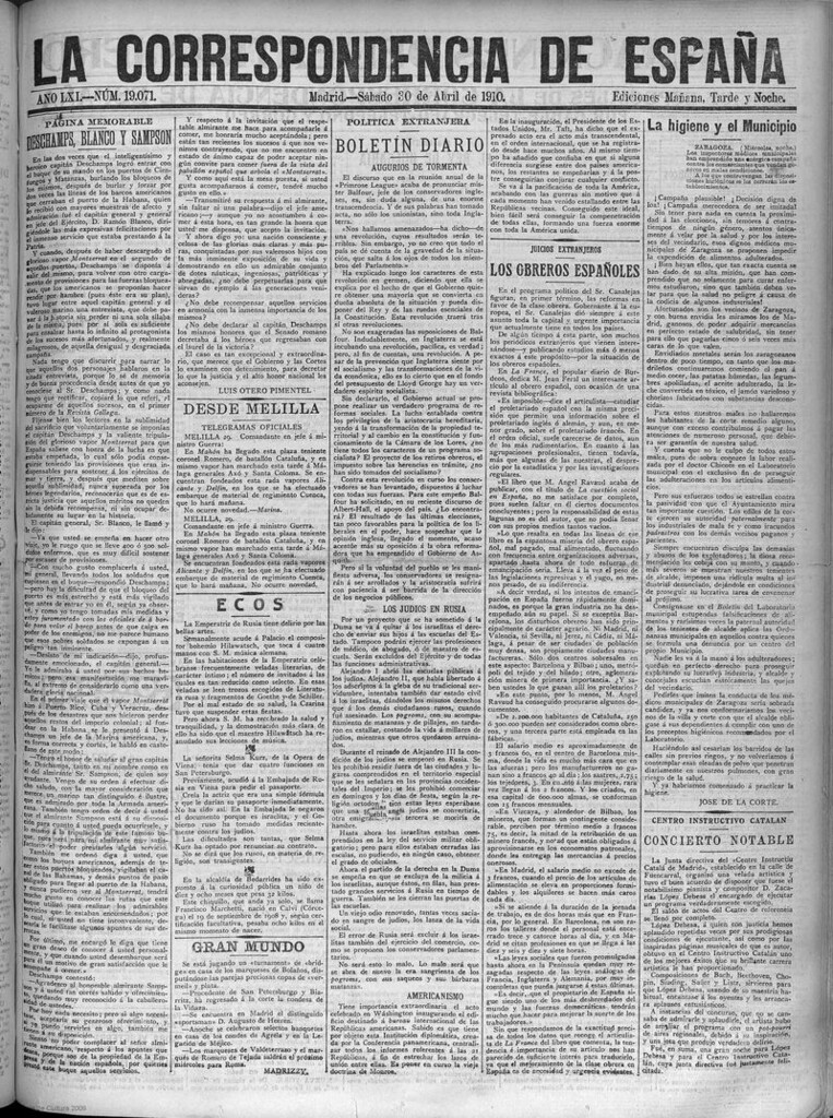 Miniatura de La Correspondencia de España del 30 de abril de 1910