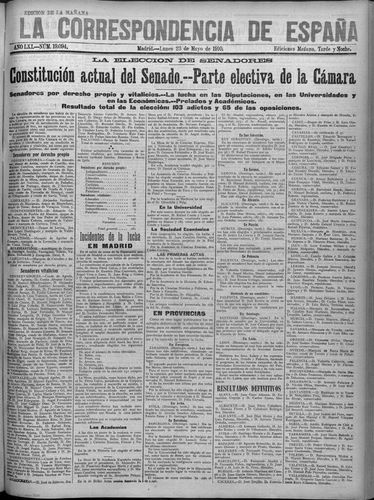 Miniatura de La Correspondencia de España del 23 de mayo de 1910 (edición de la mañana)