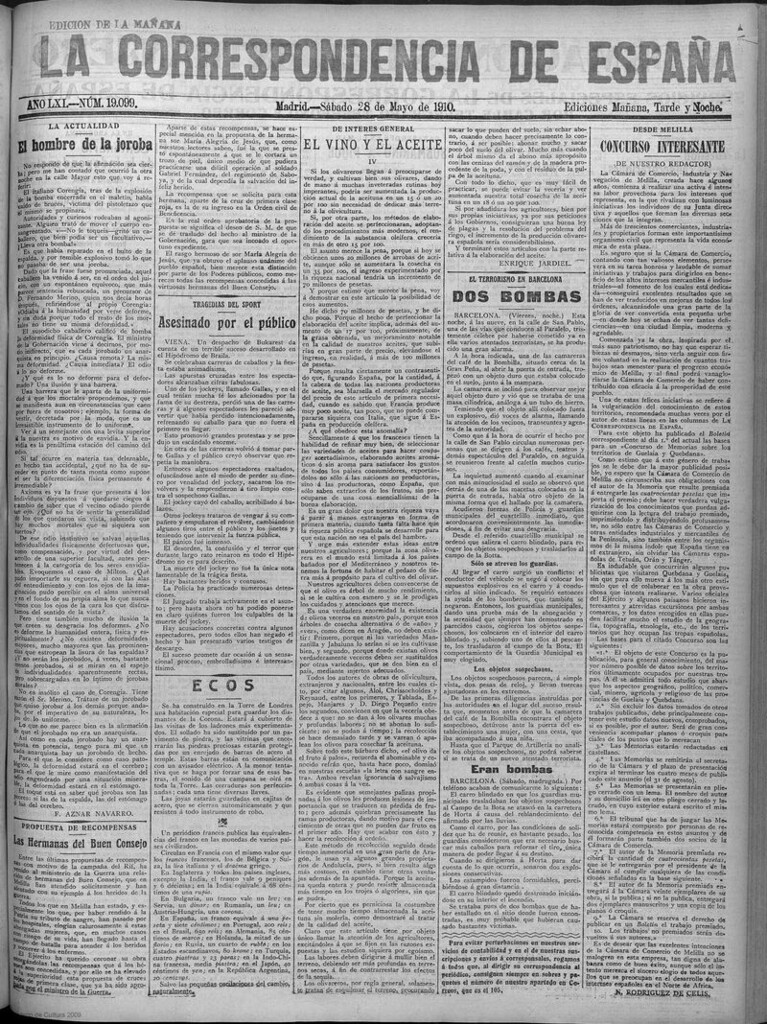 Miniatura de La Correspondencia de España del 28 de mayo de 1910 (edición de la mañana)