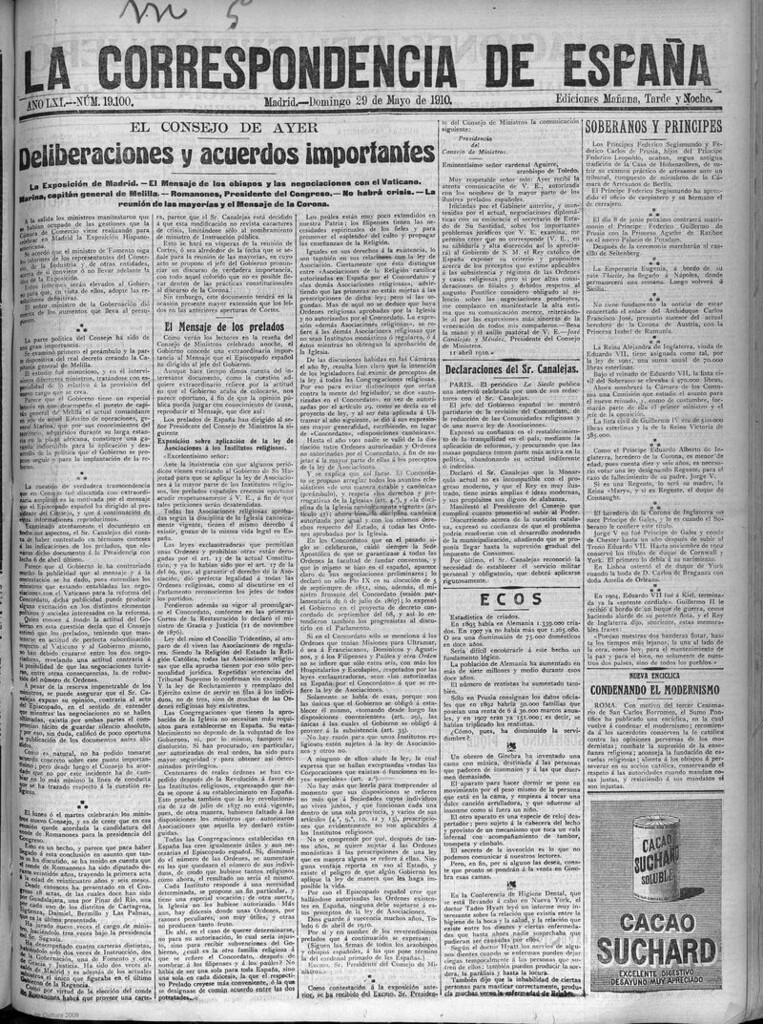 Miniatura de La Correspondencia de España del 29 de mayo de 1910