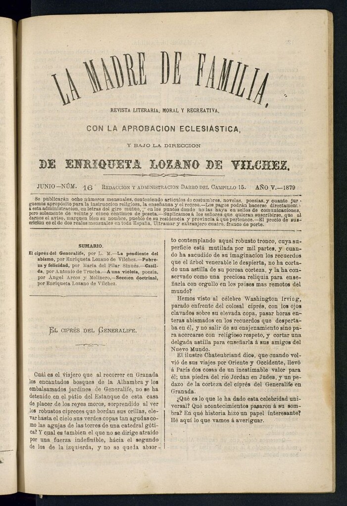 Miniatura de Madre de Familia : revista semanal de junio de 1879, nº 16