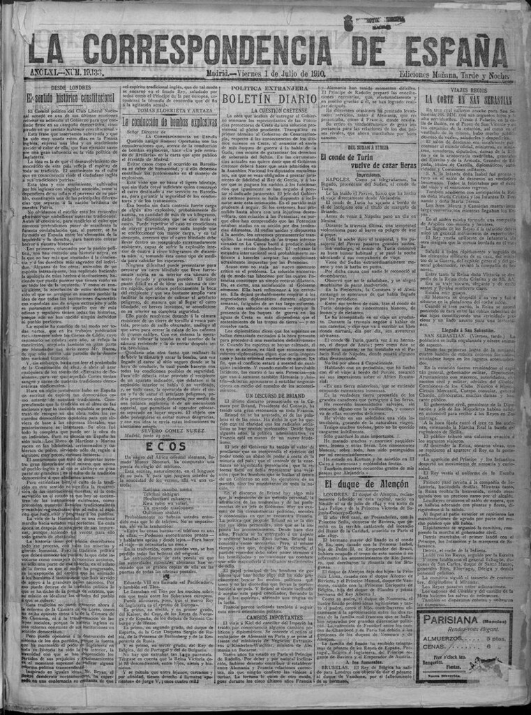 Miniatura de La Correspondencia de España del 1 de julio de 1910