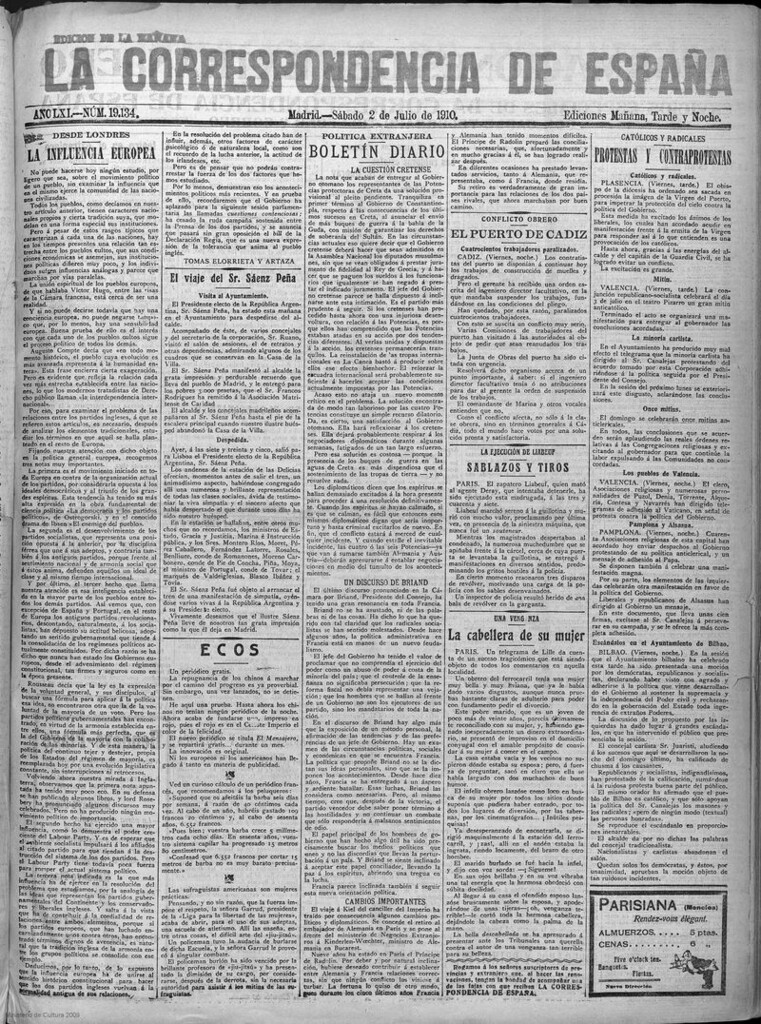 Miniatura de La Correspondencia de España del 2 de julio de 1910 (edición de la mañana)