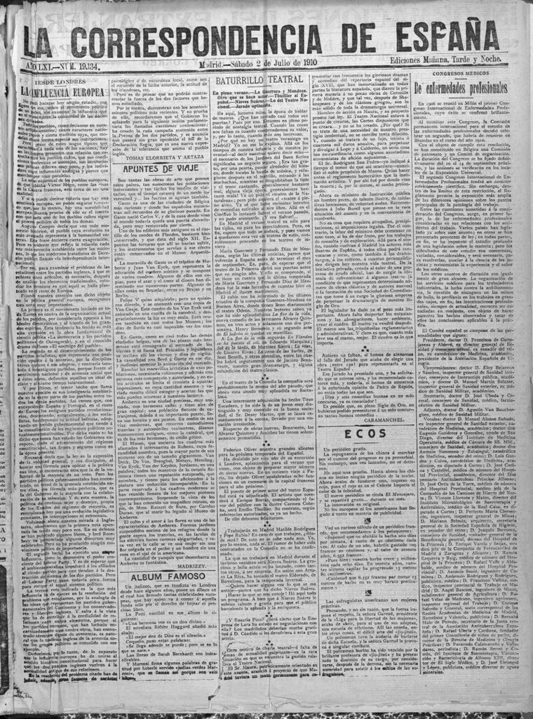 Miniatura de La Correspondencia de España del 2 de julio de 1910