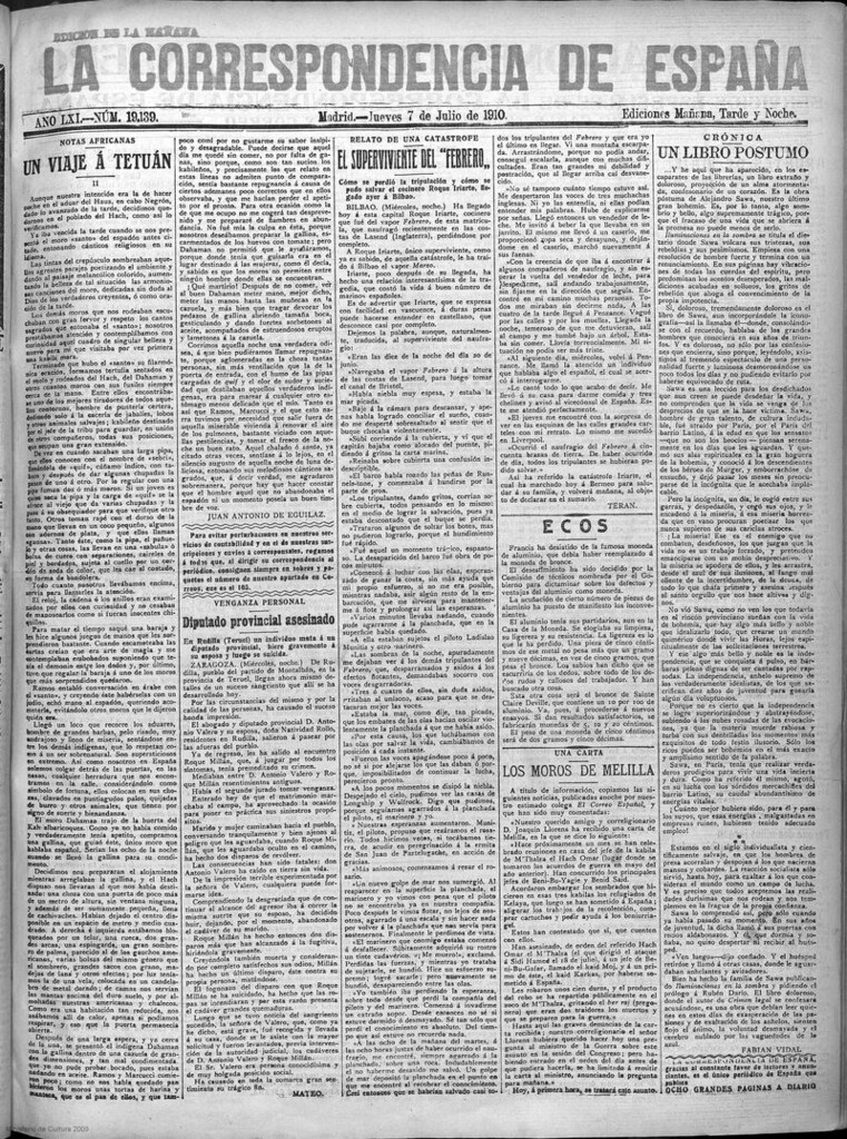 Miniatura de La Correspondencia de España del 7 de julio de 1910 (edición de la mañana)