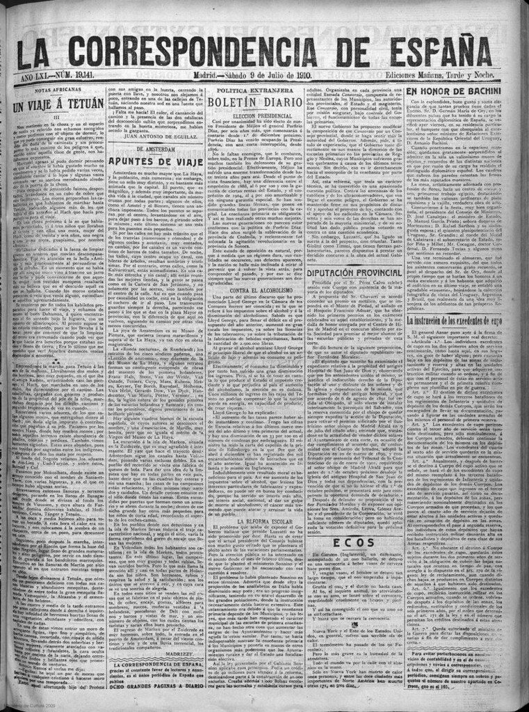 Miniatura de La Correspondencia de España del 9 de julio de 1910