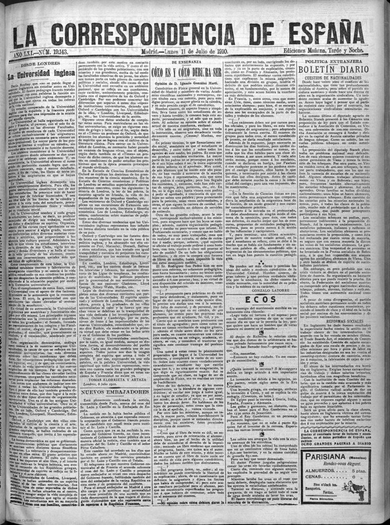Miniatura de La Correspondencia de España del 11 de julio de 1910