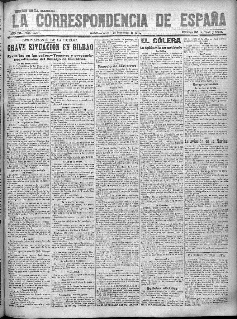 Miniatura de La Correspondencia de España del 1 de septiembre de 1910 (edición de la mañana)