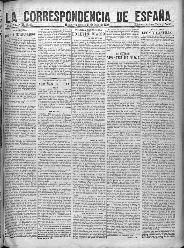 Miniatura de La Correspondencia de España del 13 de julio de 1910