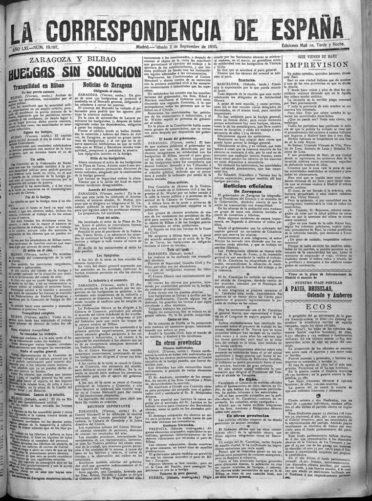 Miniatura de La Correspondencia de España del 3 de septiembre de 1910