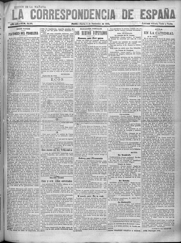 Miniatura de La Correspondencia de España del 6 de septiembre de 1910 (edición de la mañana)