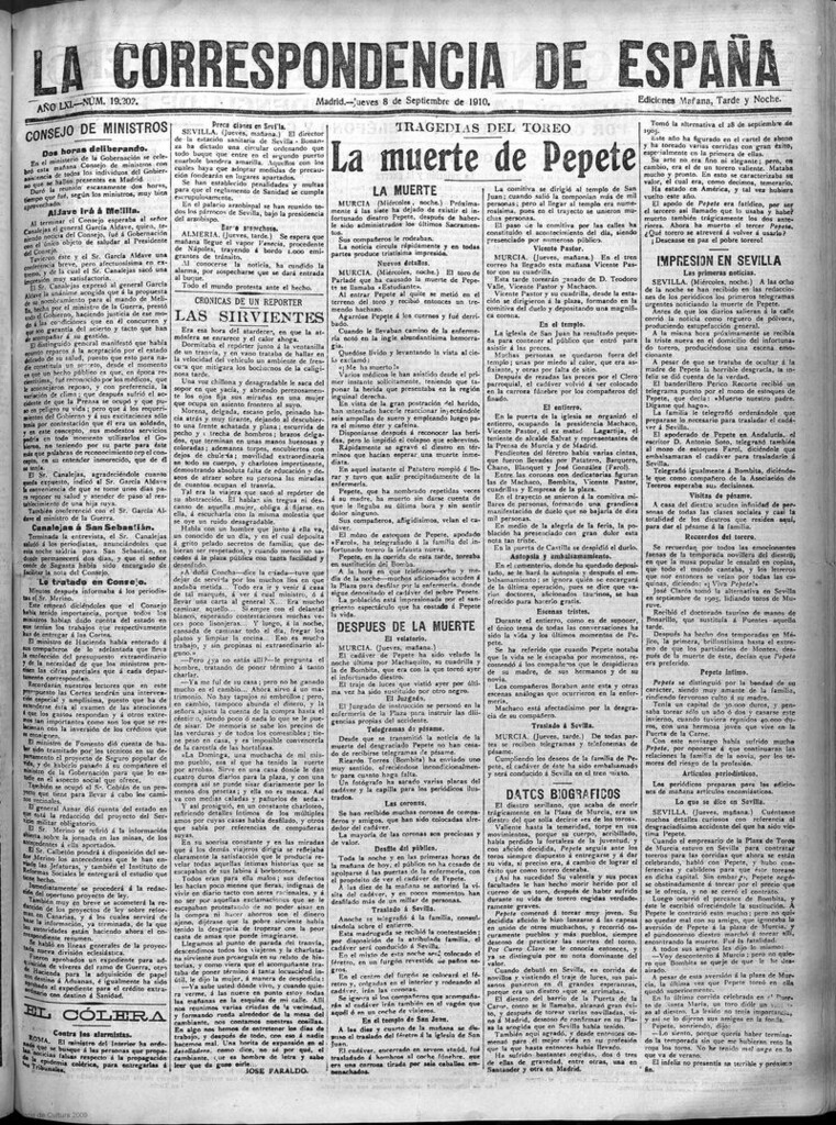 Miniatura de La Correspondencia de España del 8 de septiembre de 1910