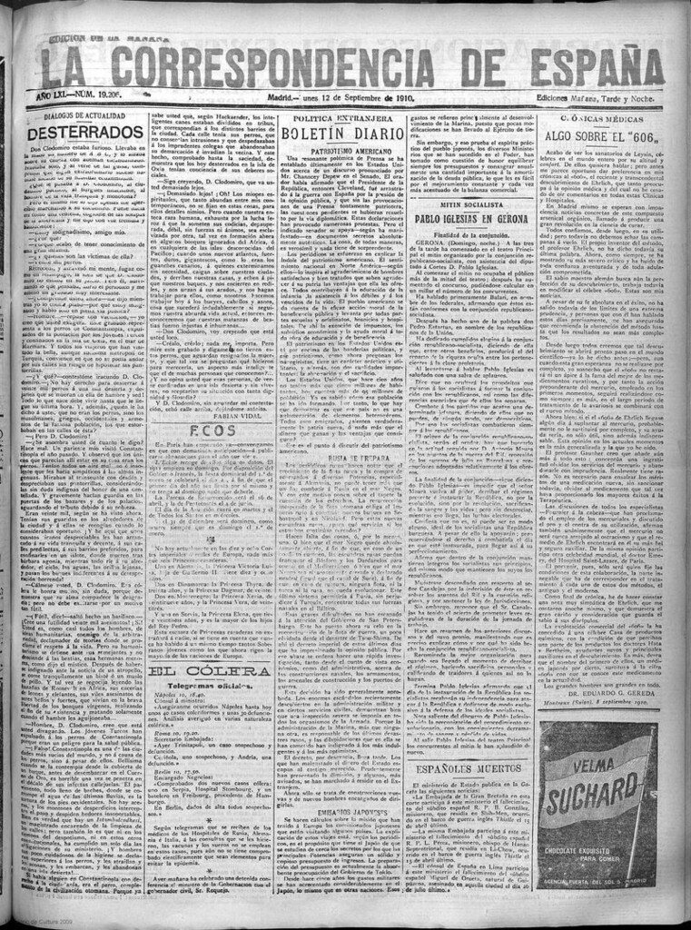 Miniatura de La Correspondencia de España del 12 de septiembre de 1910 (edición de la mañana)