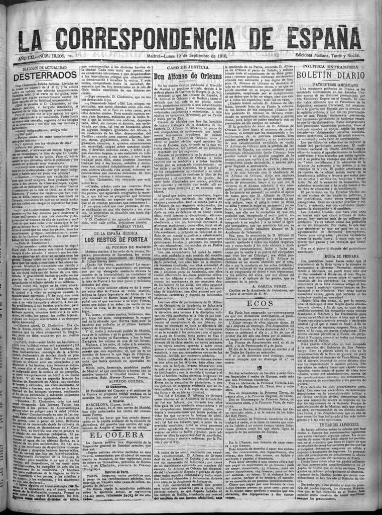 Miniatura de La Correspondencia de España del 12 de septiembre de 1910