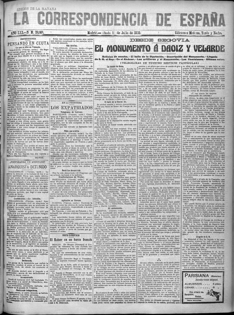 Miniatura de La Correspondencia de España del 16 de julio de 1910 (edición de la mañana)