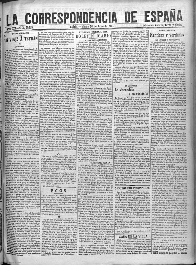 Miniatura de La Correspondencia de España del 16 de julio de 1910