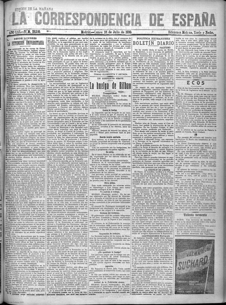 Miniatura de La Correspondencia de España del 18 de julio de 1910 (edición de la mañana)