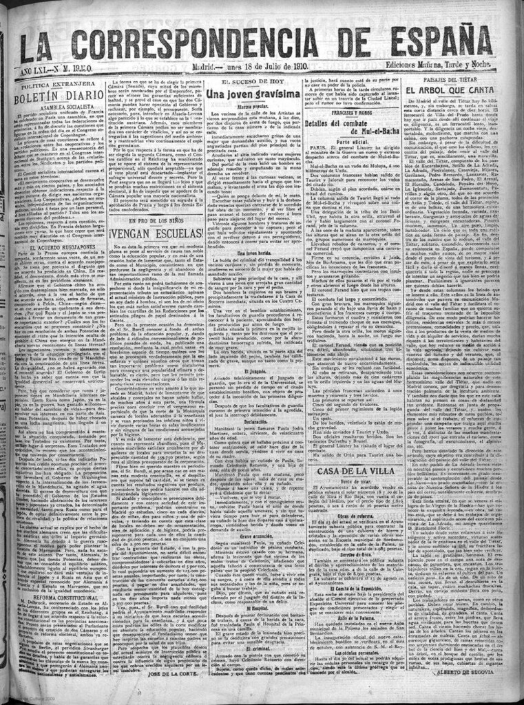 Miniatura de La Correspondencia de España del 18 de julio de 1910