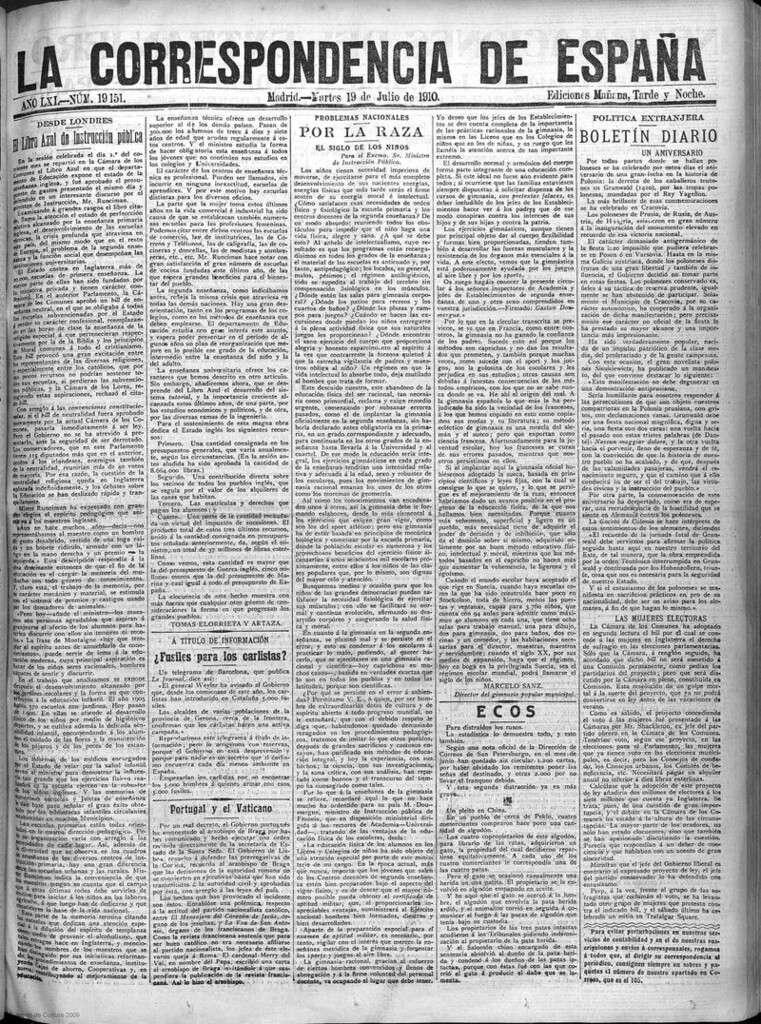 Miniatura de La Correspondencia de España del 19 de julio de 1910