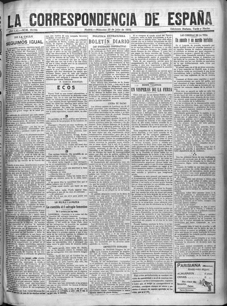 Miniatura de La Correspondencia de España del 20 de julio de 1910