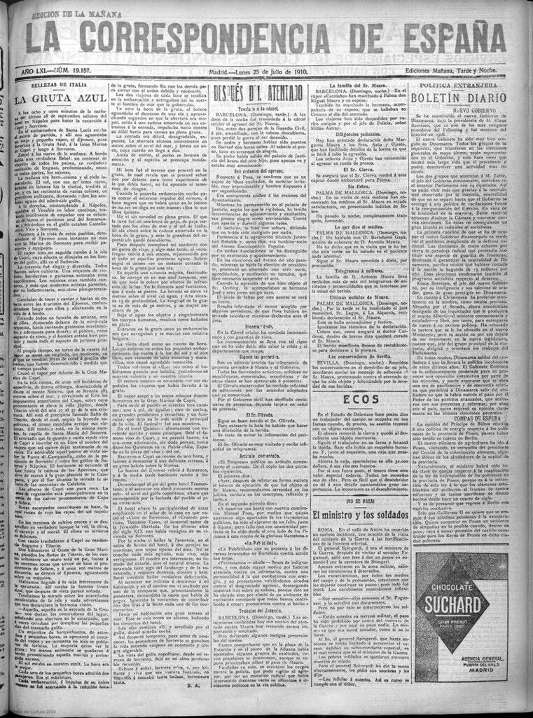 Miniatura de La Correspondencia de España del 25 de julio de 1910 (edición de la mañana)