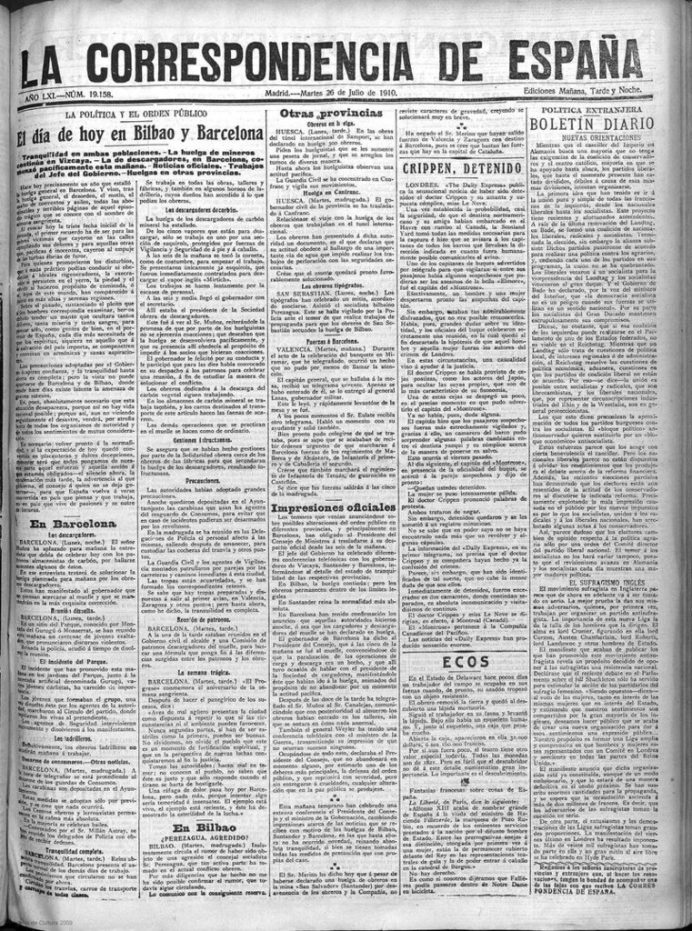 Miniatura de La Correspondencia de España del 26 de julio de 1910