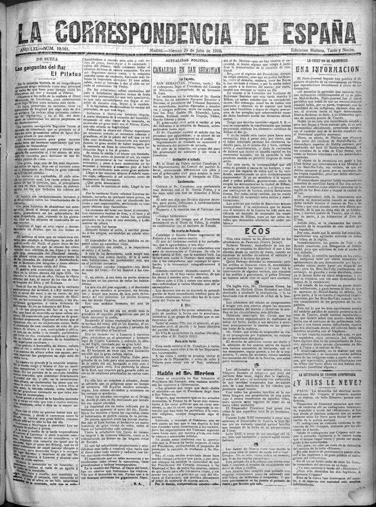 Miniatura de La Correspondencia de España del 29 de julio de 1910