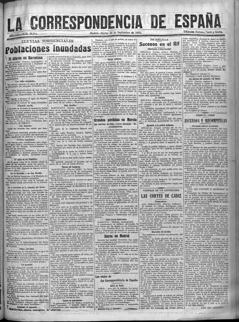 Miniatura de La Correspondencia de España del 20 de septiembre de 1910