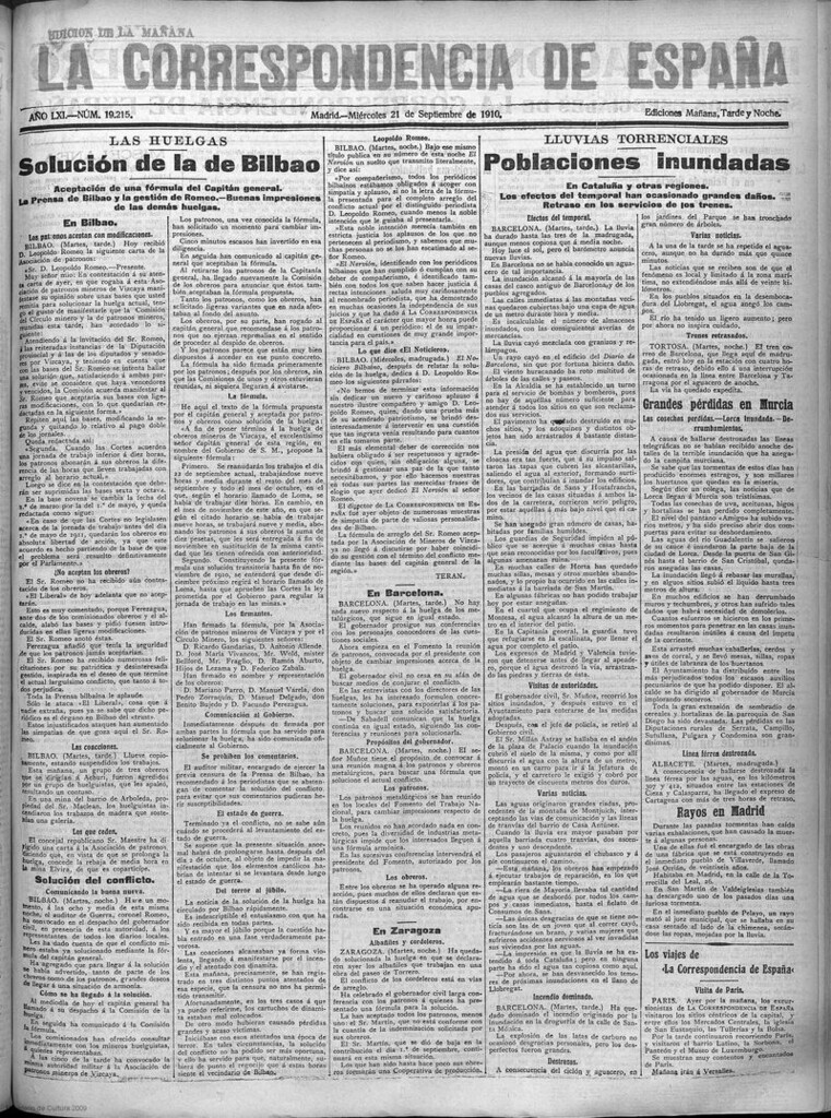 Miniatura de La Correspondencia de España del 21 de septiembre de 1910 (edición de la mañana)