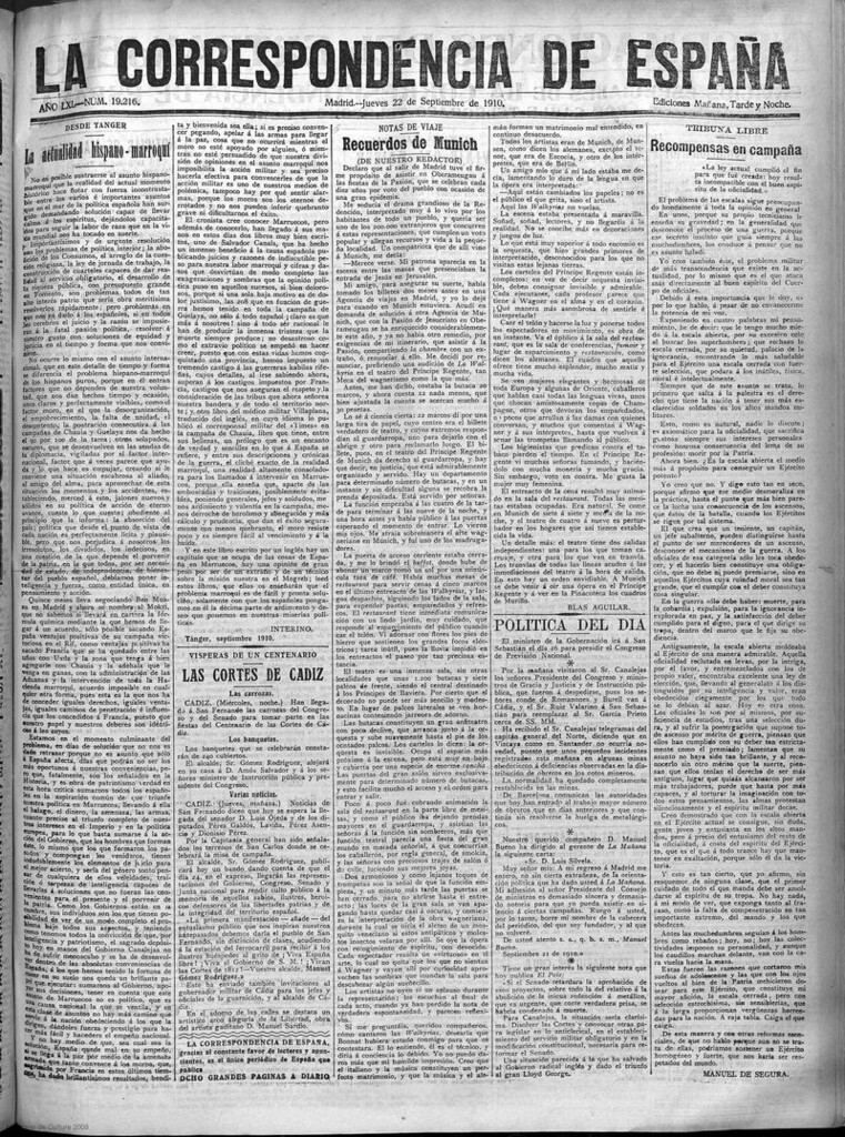 Miniatura de La Correspondencia de España del 22 de septiembre de 1910