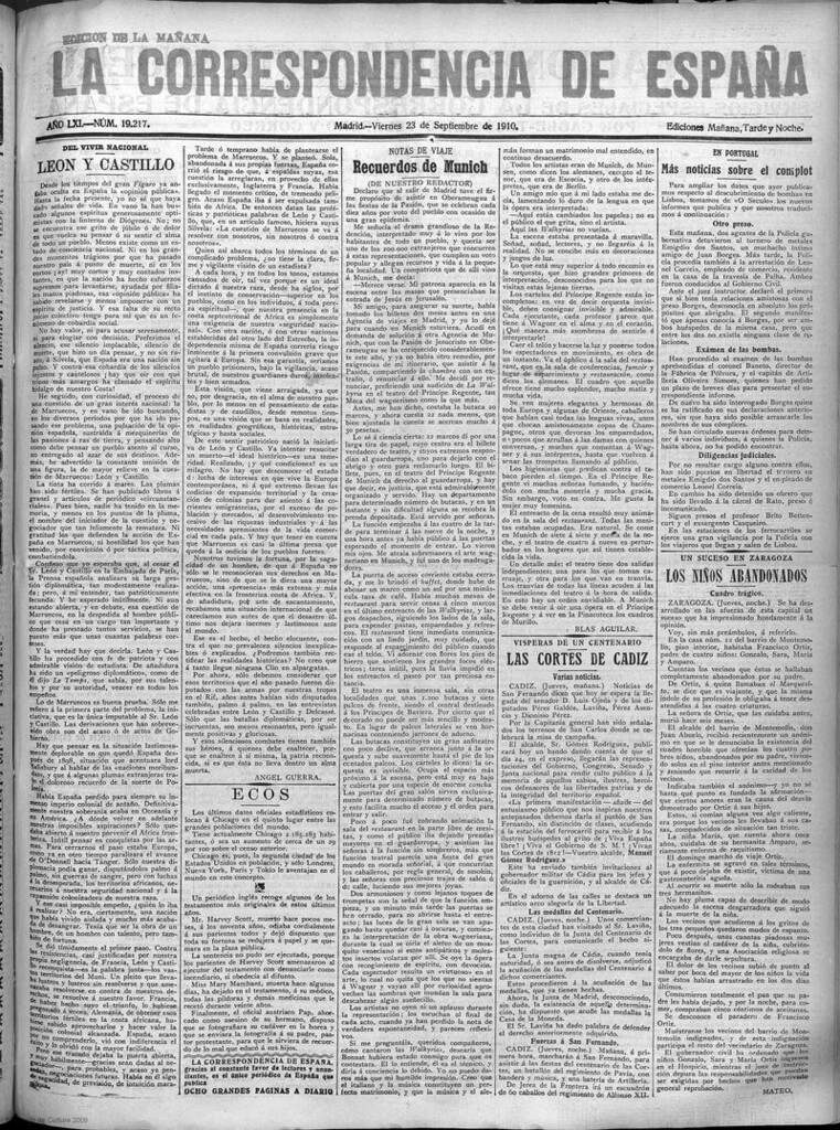 Miniatura de La Correspondencia de España del 23 de septiembre de 1910 (edición de la mañana)