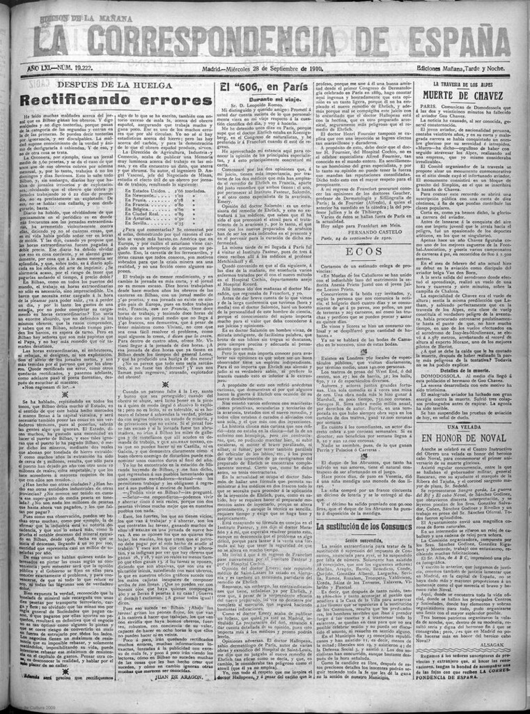 Miniatura de La Correspondencia de España del 28 de septiembre de 1910 (edición de la mañana)