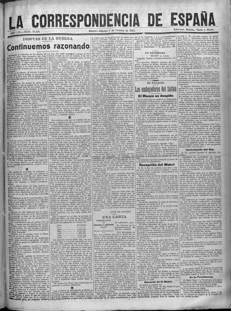 Miniatura de La Correspondencia de España del 1 de octubre de 1910