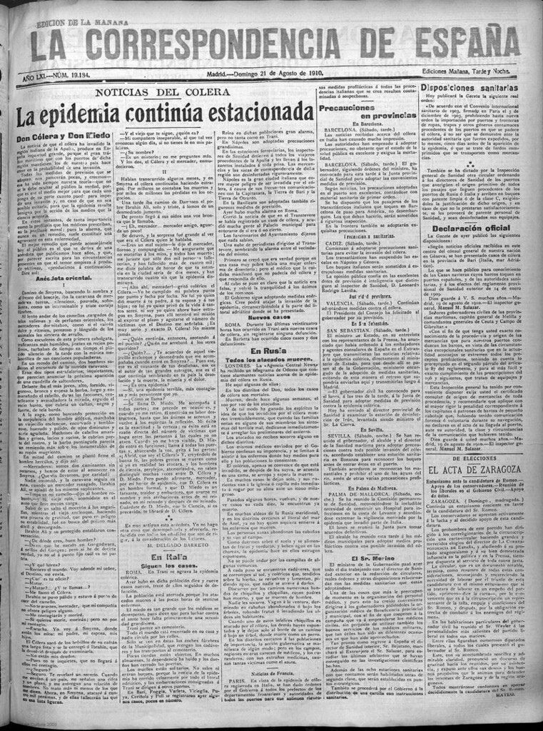 Miniatura de La Correspondencia de España del 21 de agosto de 1910 (edición de la mañana)