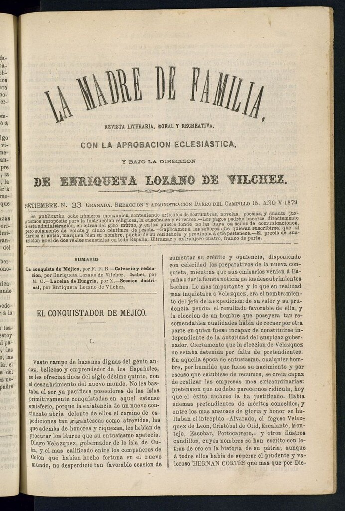 Miniatura de Madre de Familia : revista semanal de agosto de 1879, nº 33