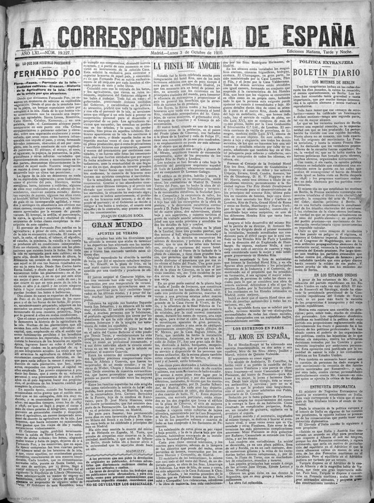 Miniatura de La Correspondencia de España del 3 de octubre de 1910