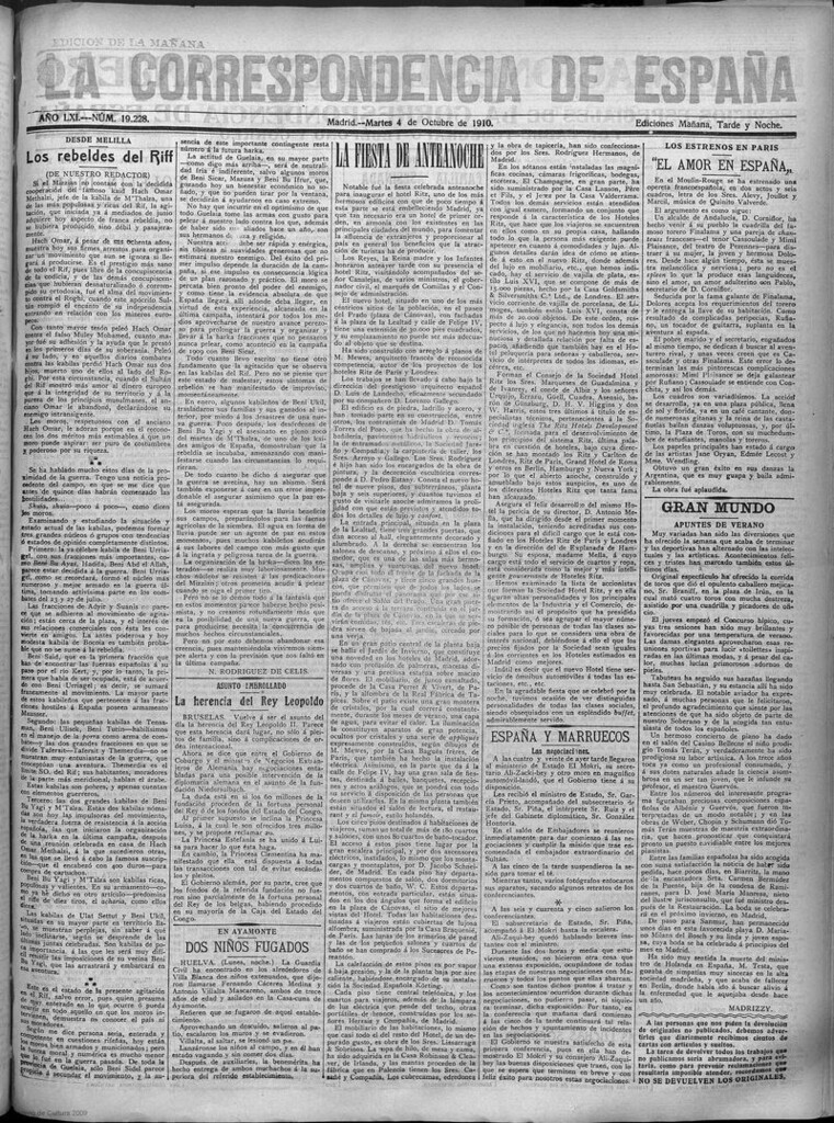 Miniatura de La Correspondencia de España del 4 de octubre de 1910 (edición de la mañana)