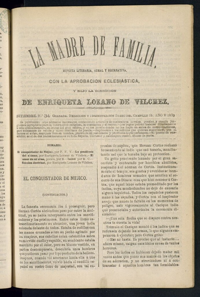 Miniatura de Madre de Familia : revista semanal de septiembre de 1879, nº 34