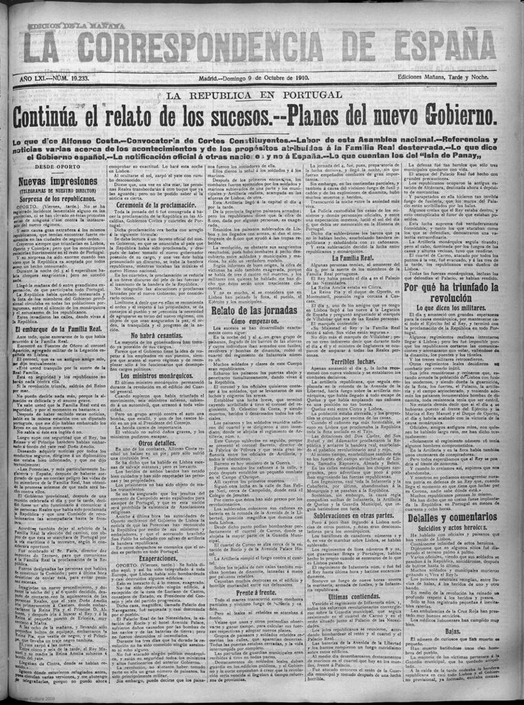 Miniatura de La Correspondencia de España del 9 de octubre de 1910 (edición de la mañana)