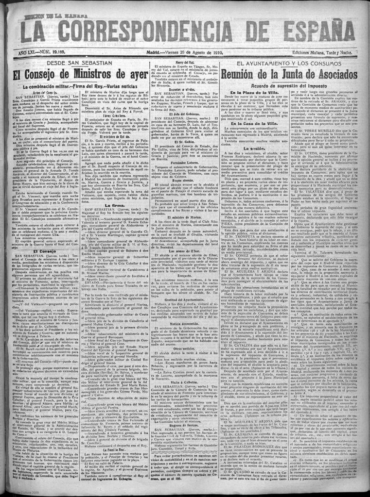 Miniatura de La Correspondencia de España del 26 de agosto de 1910 (edición de la mañana)