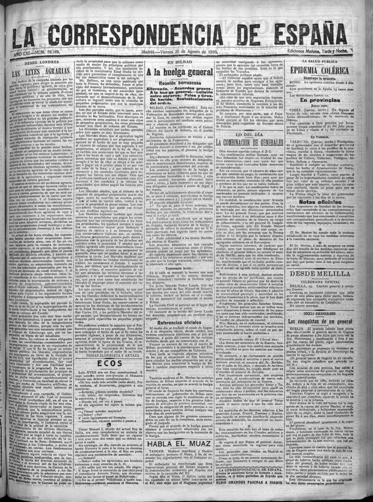 Miniatura de La Correspondencia de España del 26 de agosto de 1910