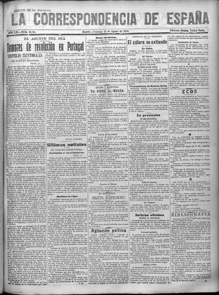 Miniatura de La Correspondencia de España del 28 de agosto de 1910 (edición de la mañana)