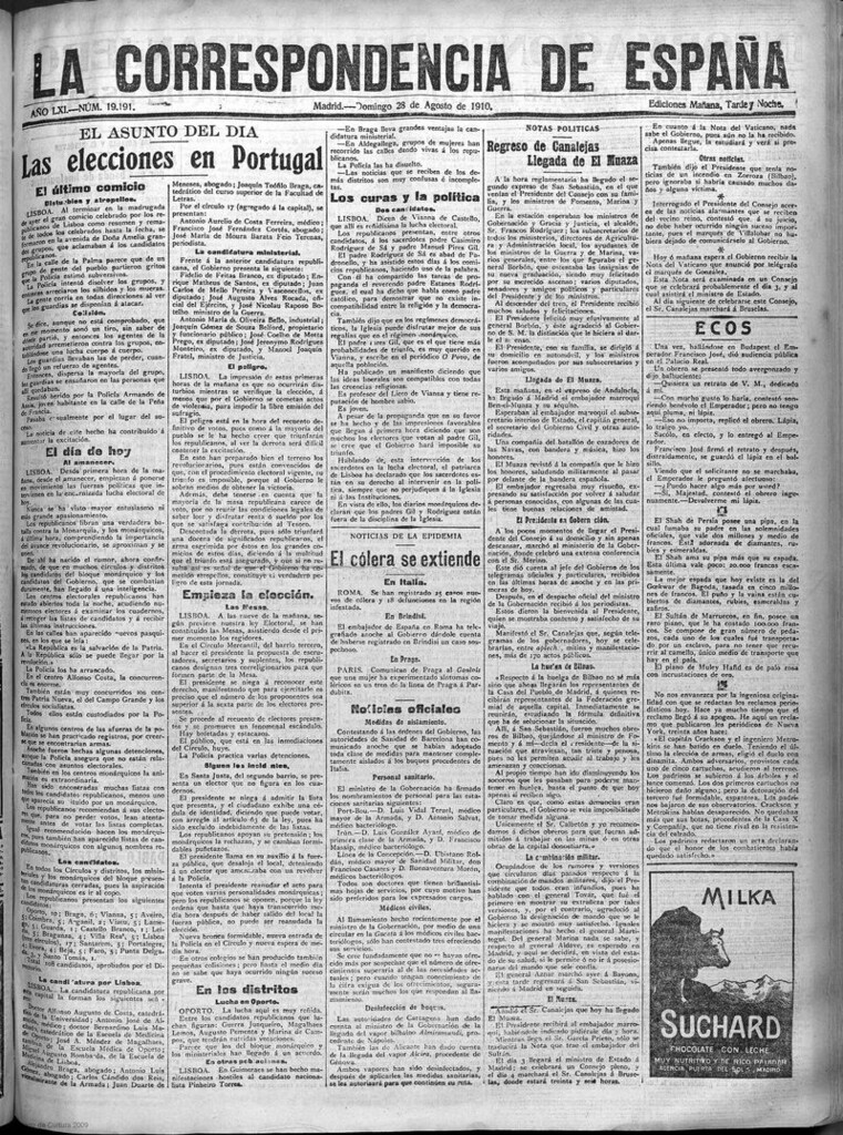 Miniatura de La Correspondencia de España del 28 de agosto de 1910
